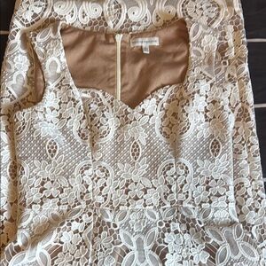 Dress the Population Cream Lace Midi Dress